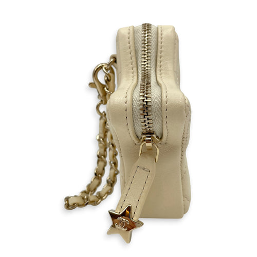 Mini Bag Charm Beige in Lambskin Gold hardware