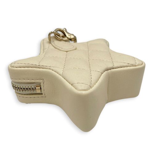 Mini Bag Charm Beige in Lambskin Gold hardware
