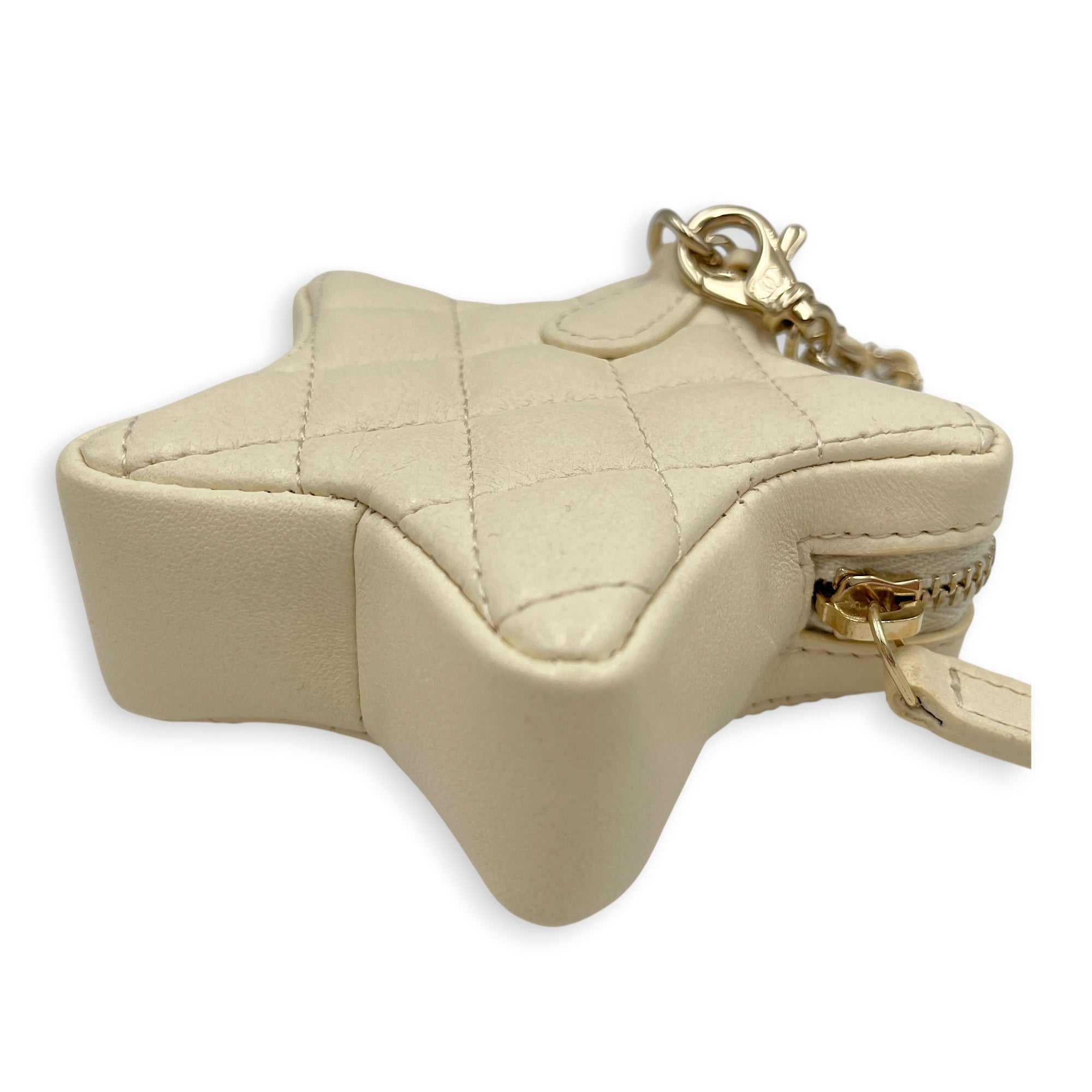 Mini Bag Charm Beige in Lambskin Gold hardware