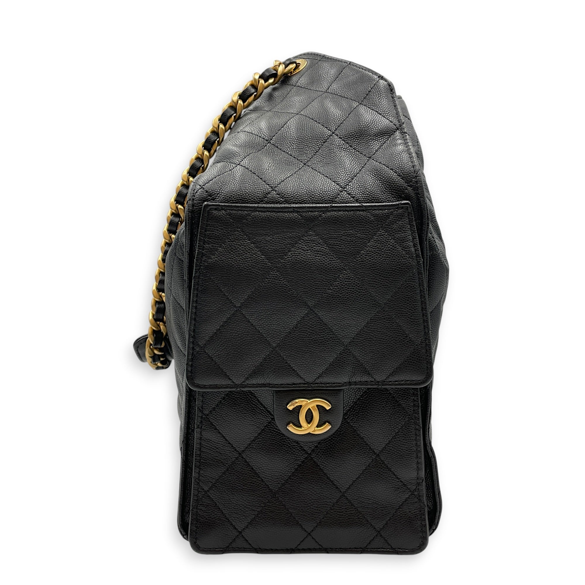 C25 Medium Black Shoulder Bag in Caviar Leather Gold hardware CL2605-21317 5
