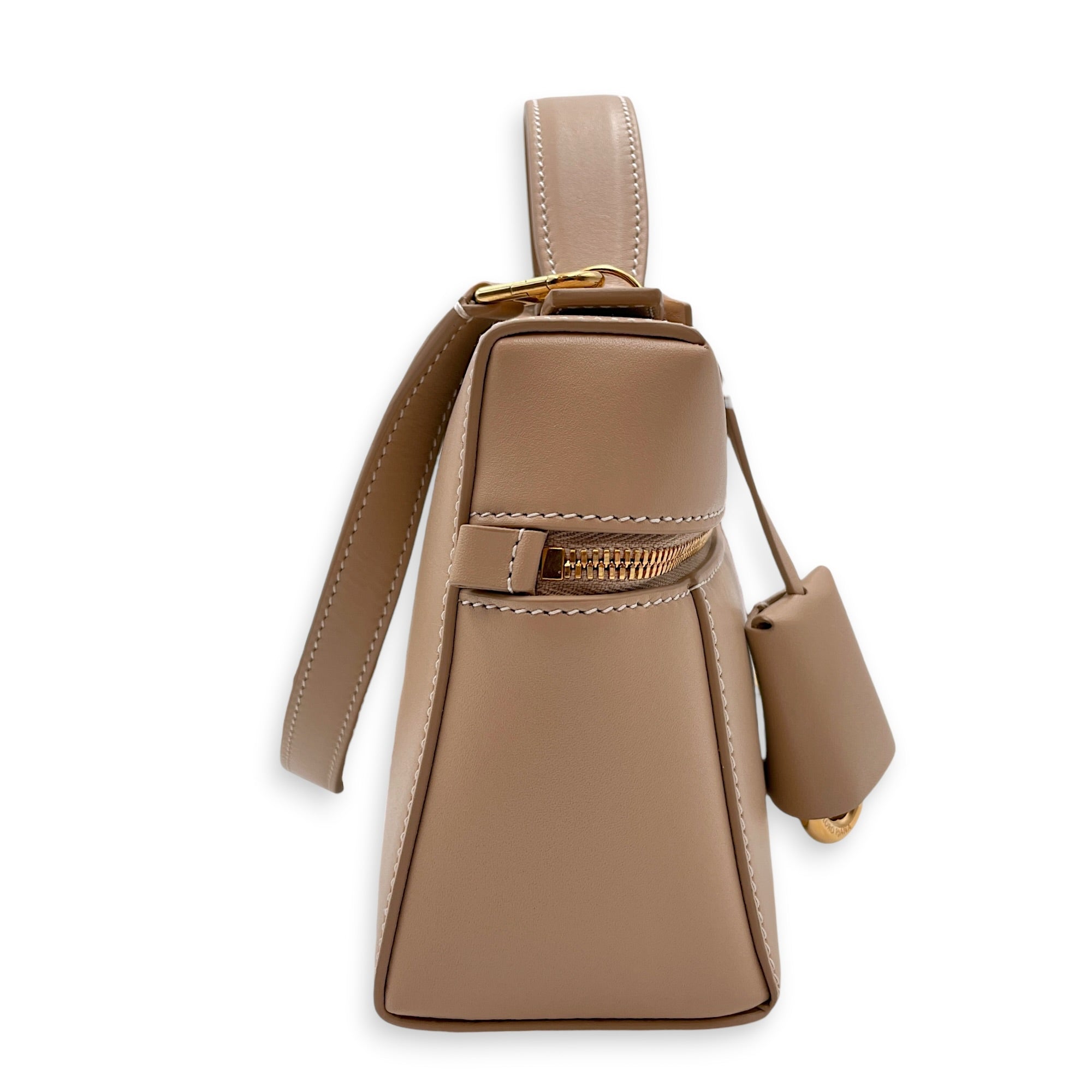 Extra Pocket L23 Beige Crossbody Bag in Calfskin Gold hardware