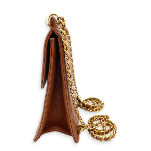 Seasonal Brown Backpack in Caviar Leather Gold hardware CL2605-21322 4