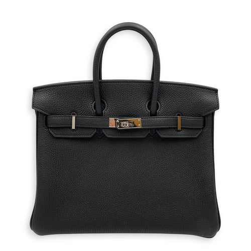 Birkin 25 Black in Togo Palladium hardware