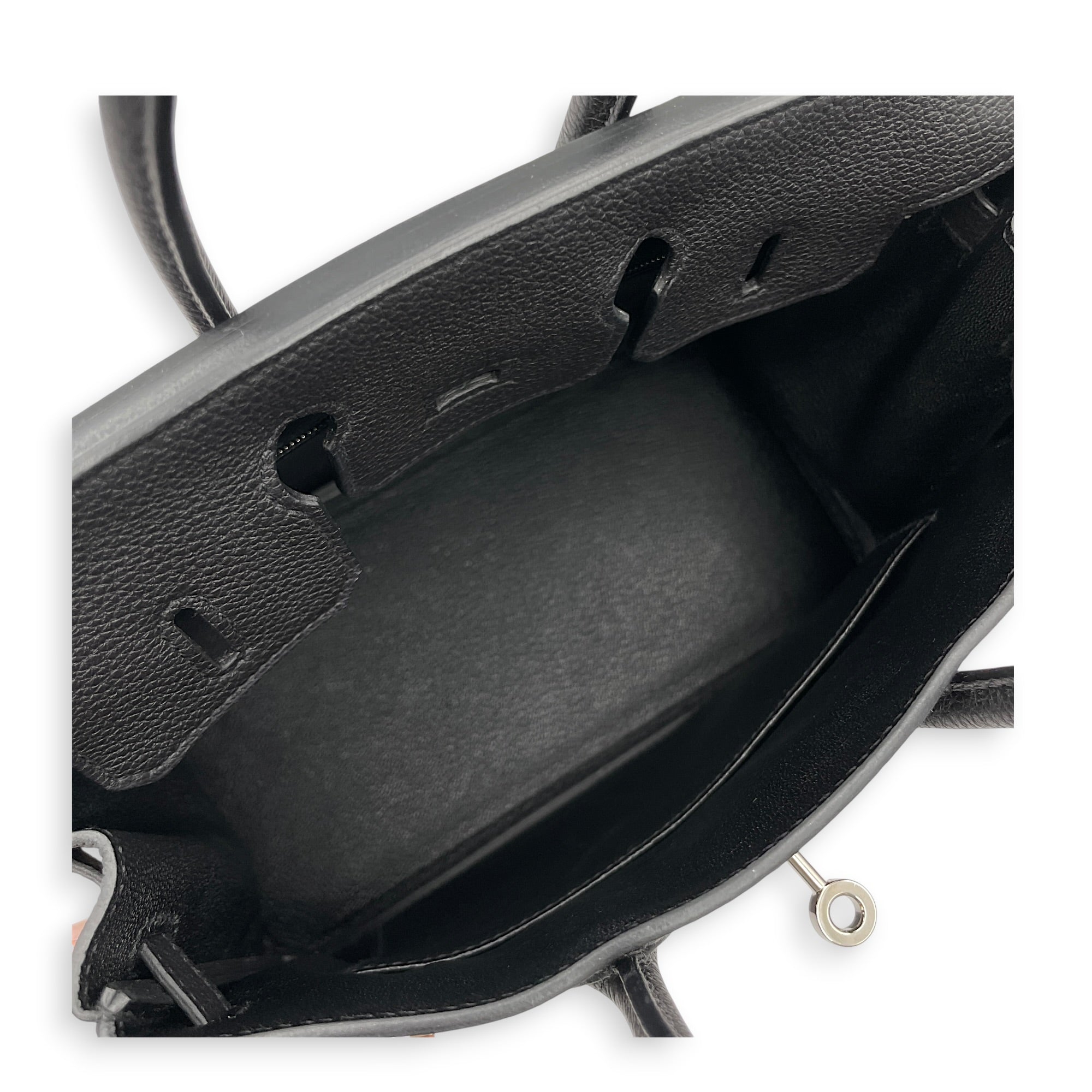 Birkin 25 Black in Togo Palladium hardware