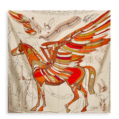 Le Pegase d'Hermès scarf 140 Rouge/Brique/Blanc Scarf