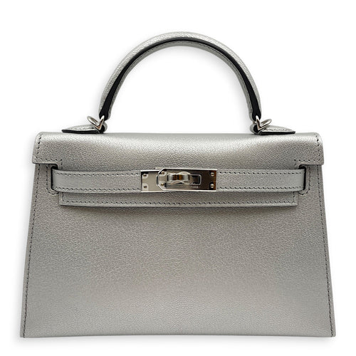 Sellier Kelly 20 Argent in Chevre Chamkilight Palladium hardware CL2605-21329 1
