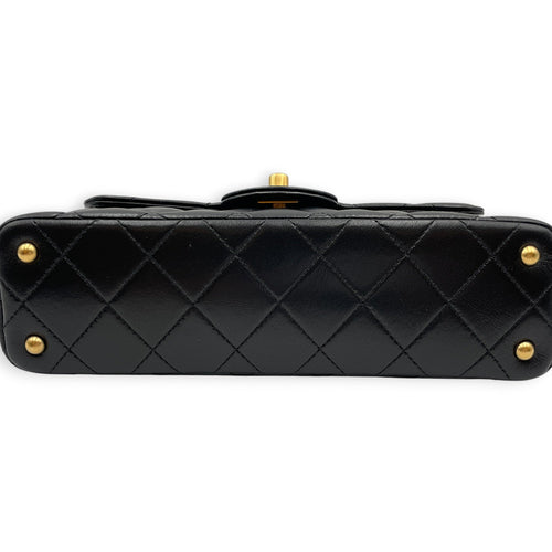 Quilted Top Handle Mini Black Crossbody Bag in Lambskin Gold hardware CL2605-21333 5