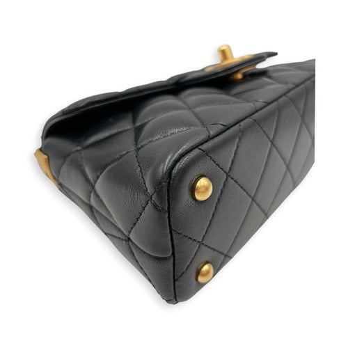 Quilted Top Handle Mini Black Crossbody Bag in Lambskin Gold hardware CL2605-21333 10