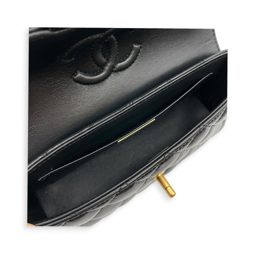 Quilted Top Handle Mini Black Crossbody Bag in Lambskin Gold hardware CL2605-21333 8