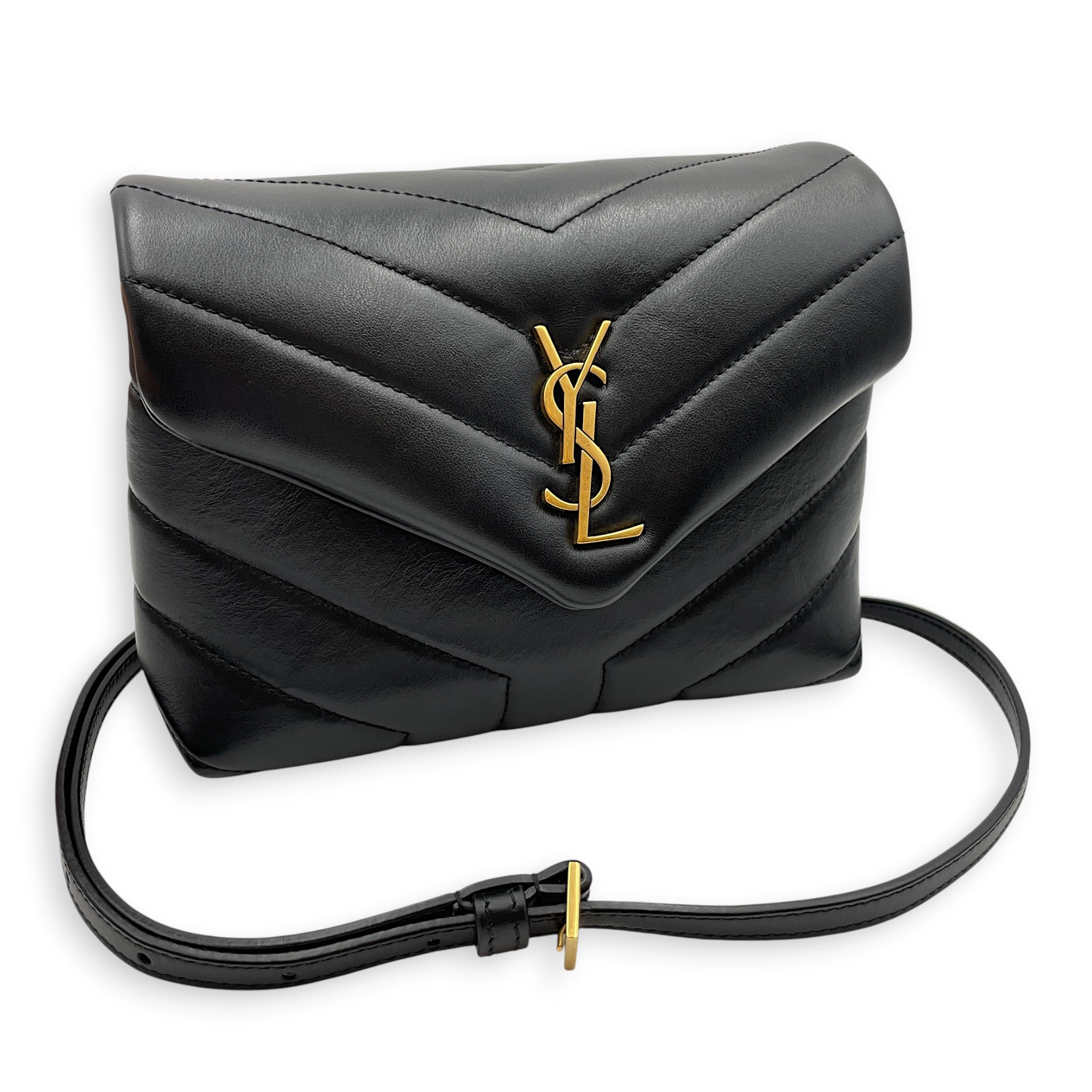 Loulou Toy Black Crossbody Bag Gold hardware