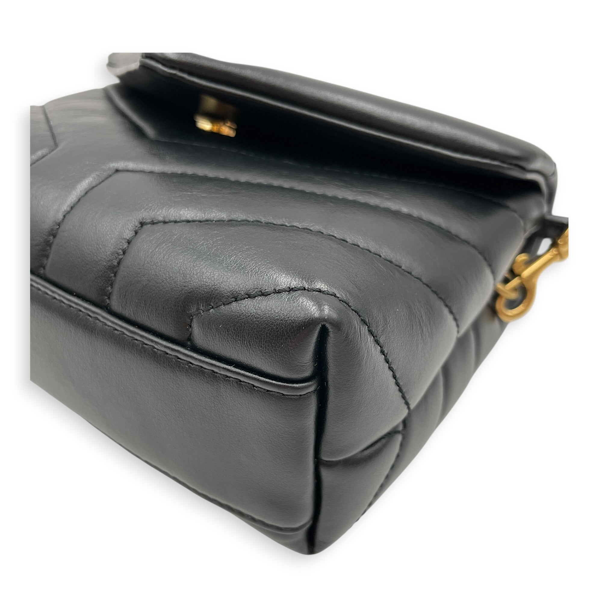 Loulou Toy Black Crossbody Bag Gold hardware