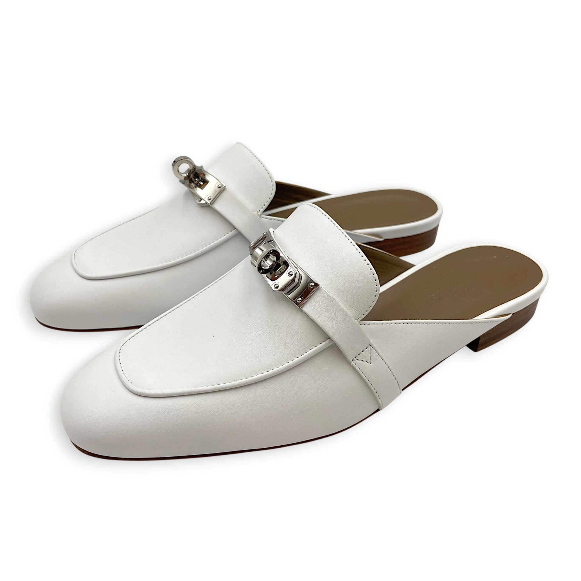 Oz 37 White Mules in Calfskin Palladium hardware CL2605-21338 2
