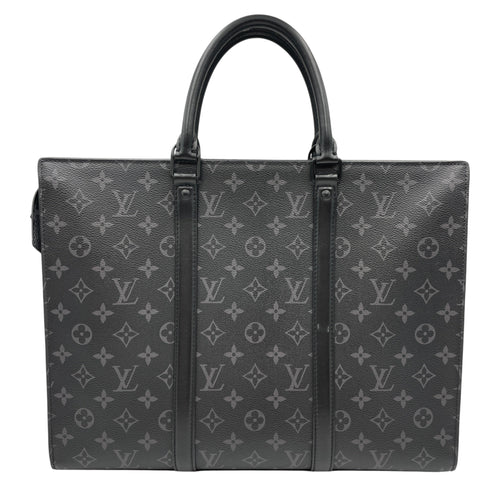 Sac Plat Eclipse Horizontal Zipper Grey Top Handle Bag in Monogram Coated Canvas Ruthenium-finish Brass hardware CL2605-21341 1