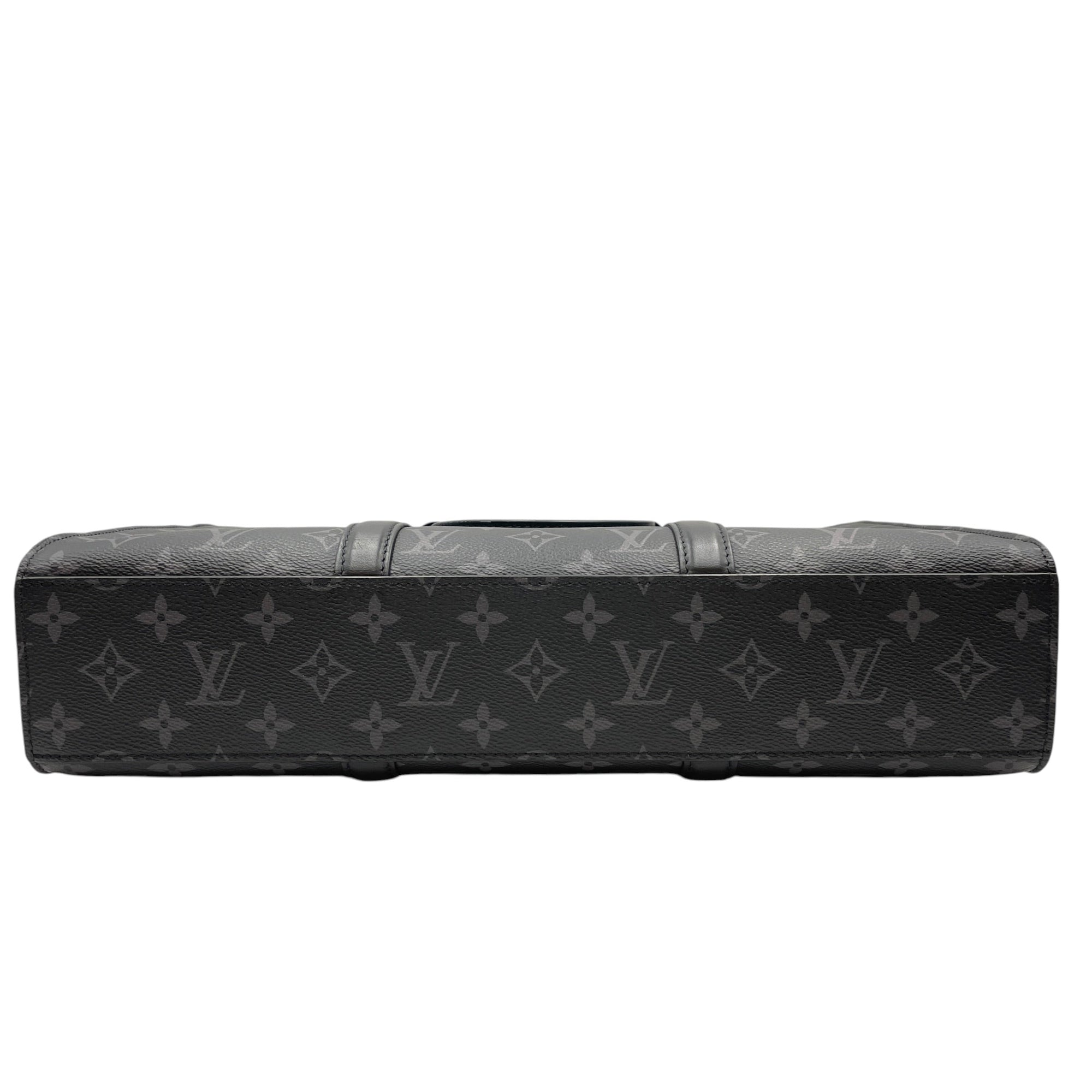 Sac Plat Eclipse Horizontal Zipper Grey Top Handle Bag in Monogram Coated Canvas Ruthenium-finish Brass hardware CL2605-21341 10
