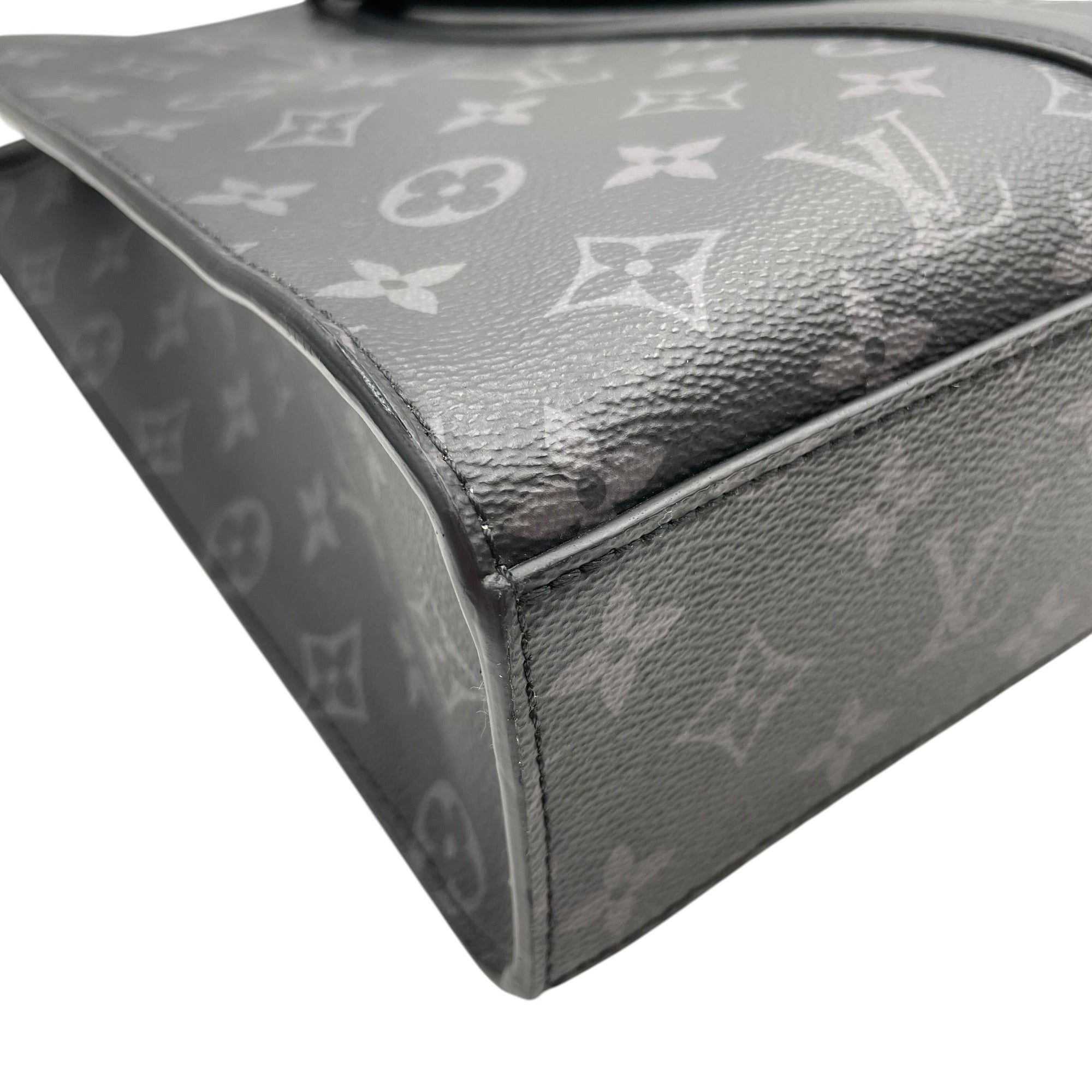 Sac Plat Eclipse Horizontal Zipper Grey Top Handle Bag in Monogram Coated Canvas Ruthenium-finish Brass hardware CL2605-21341 11