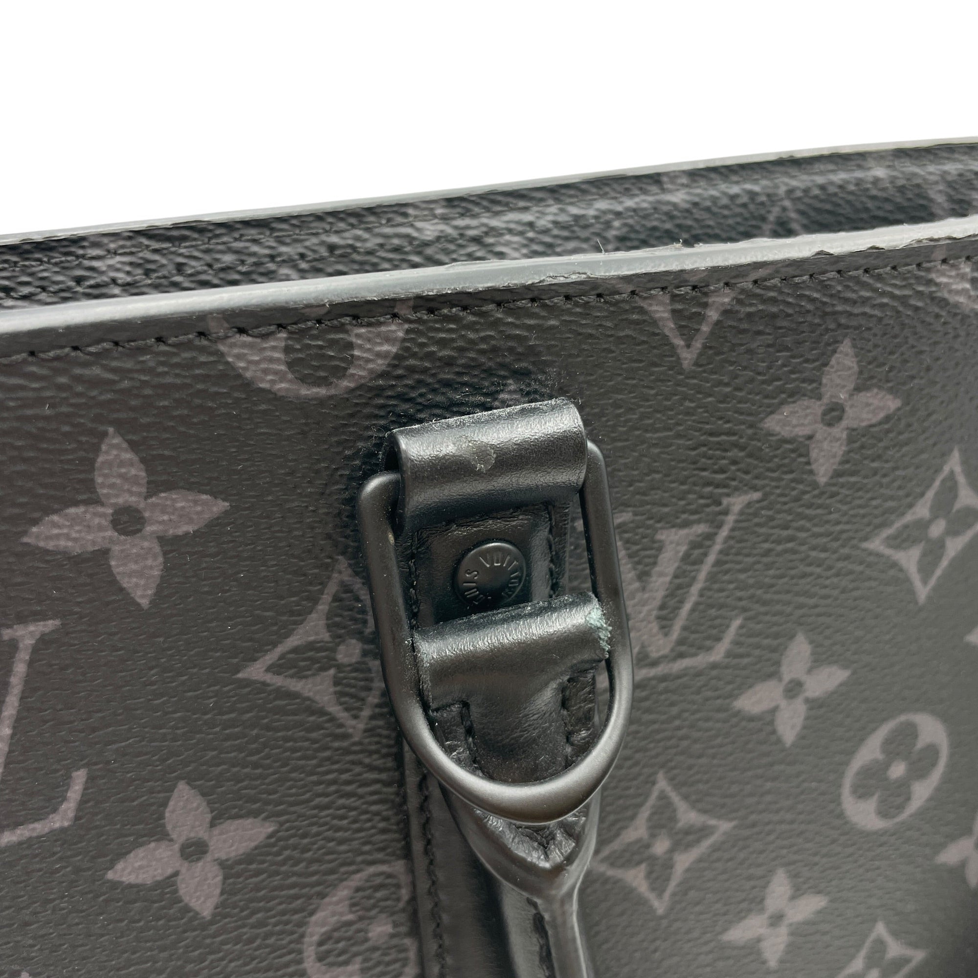 Sac Plat Eclipse Horizontal Zipper Grey Top Handle Bag in Monogram Coated Canvas Ruthenium-finish Brass hardware CL2605-21341 12
