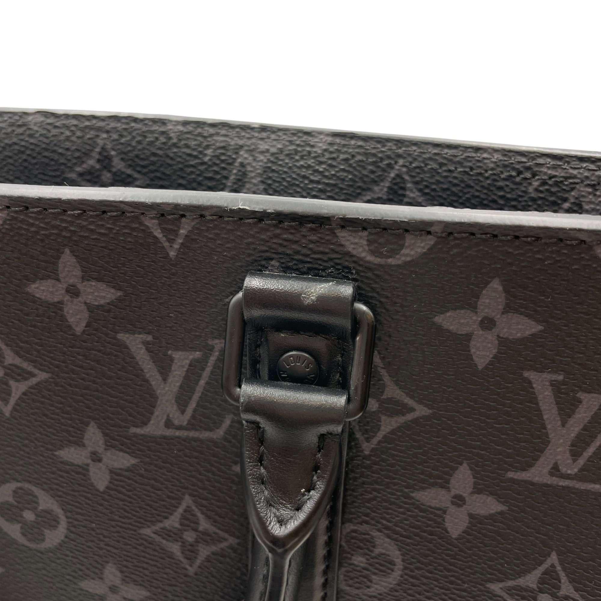 Sac Plat Eclipse Horizontal Zipper Grey Top Handle Bag in Monogram Coated Canvas Ruthenium-finish Brass hardware CL2605-21341 13