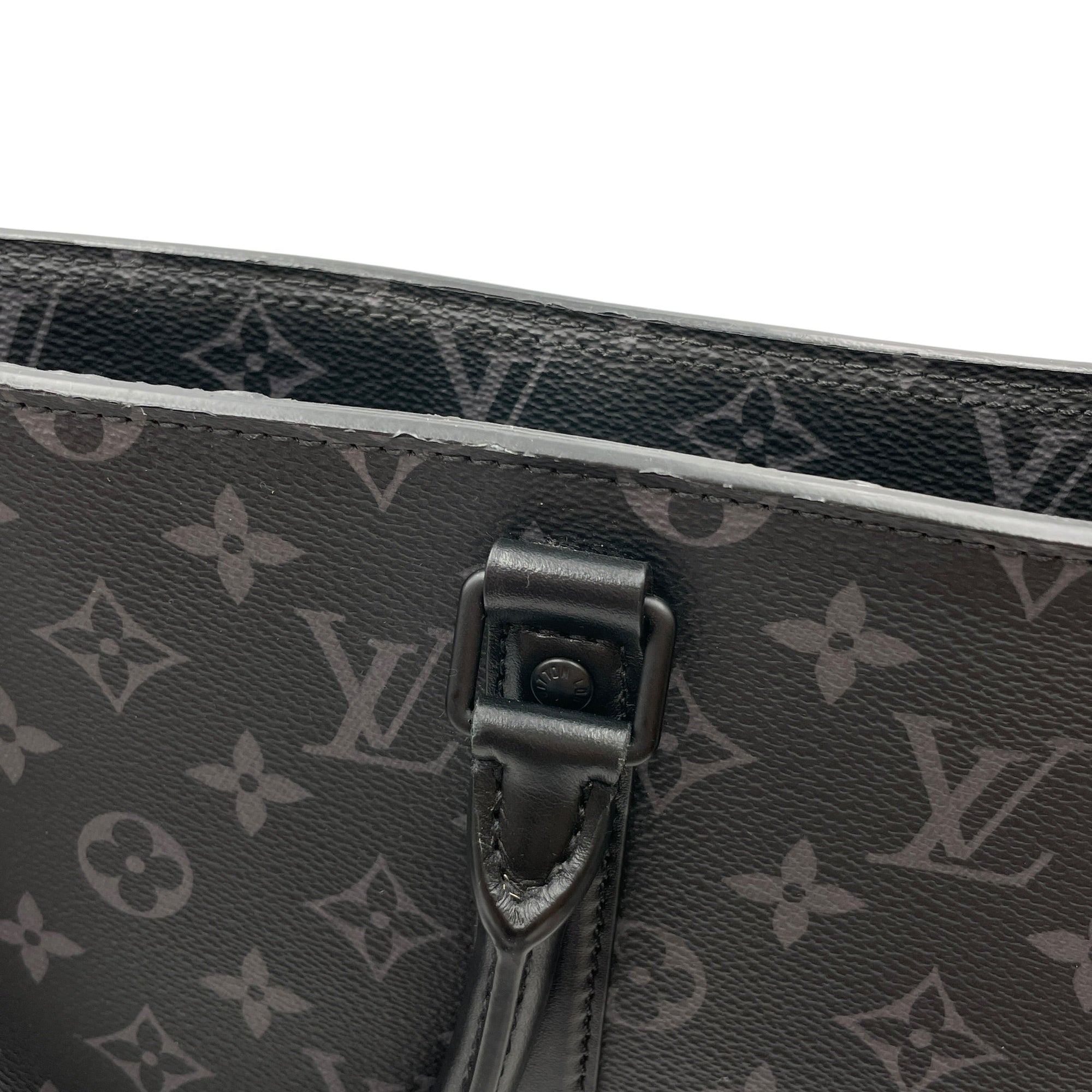 Sac Plat Eclipse Horizontal Zipper Grey Top Handle Bag in Monogram Coated Canvas Ruthenium-finish Brass hardware CL2605-21341 14