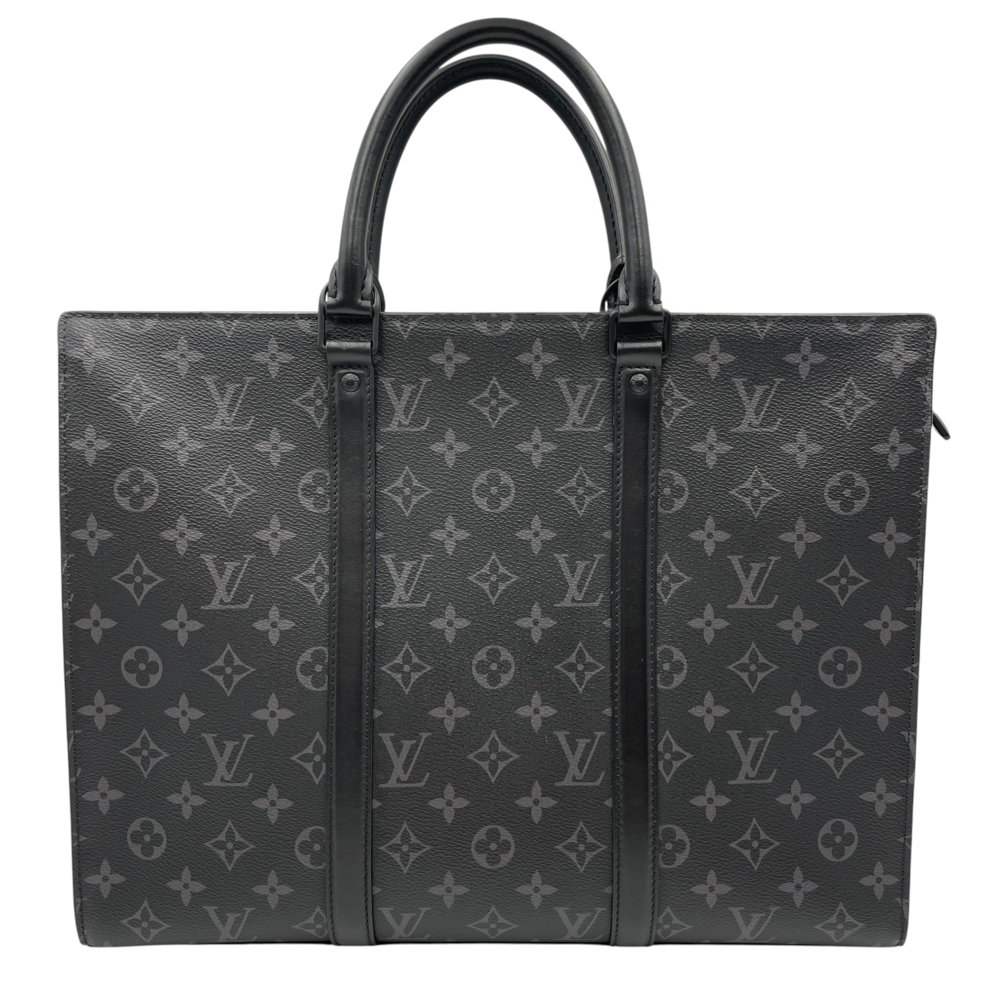 Sac Plat Eclipse Horizontal Zipper Grey Top Handle Bag in Monogram Coated Canvas Ruthenium-finish Brass hardware CL2605-21341 2