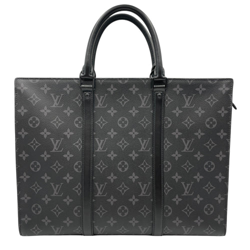Sac Plat Eclipse Horizontal Zipper Grey Top Handle Bag in Monogram Coated Canvas Ruthenium-finish Brass hardware CL2605-21341 2
