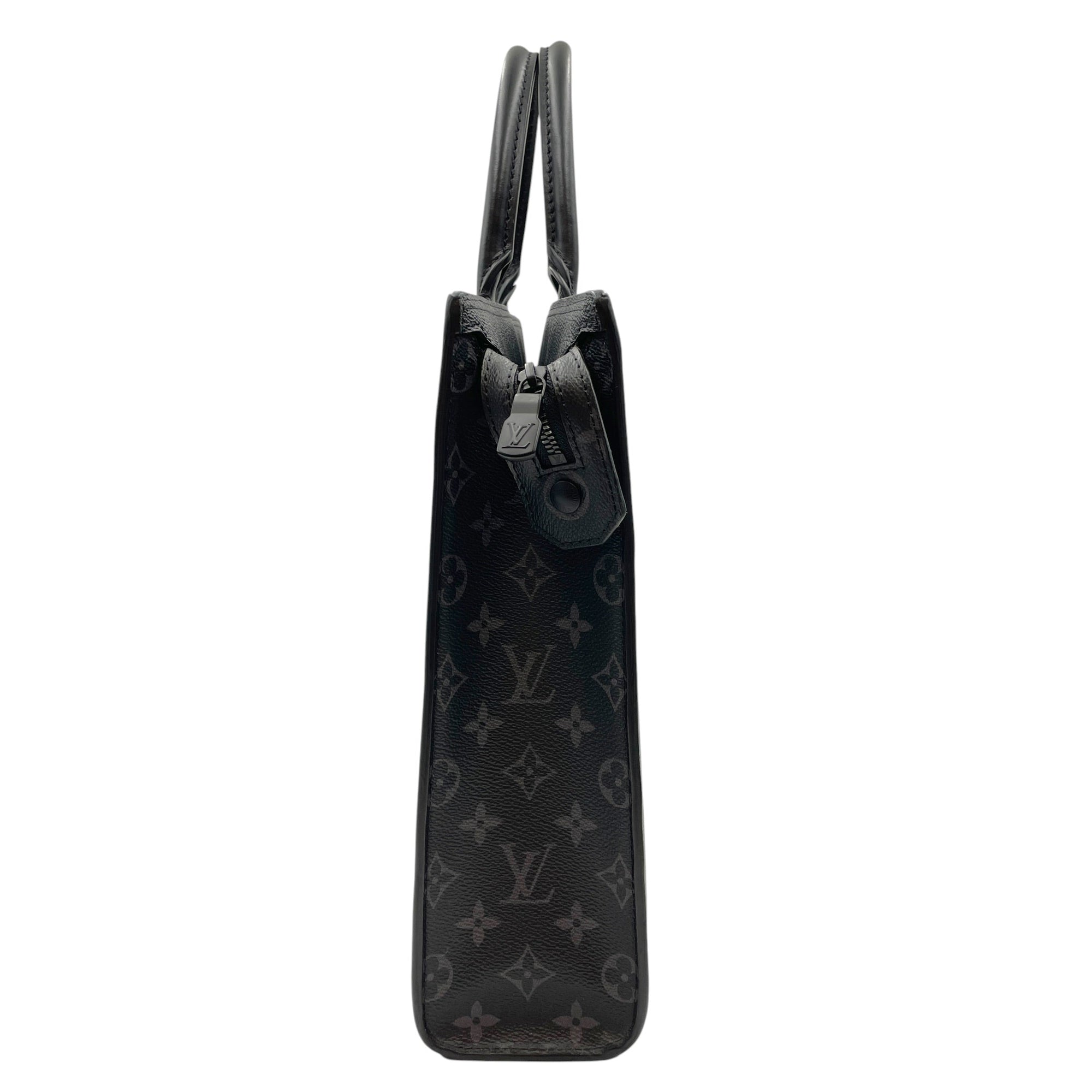 Sac Plat Eclipse Horizontal Zipper Grey Top Handle Bag in Monogram Coated Canvas Ruthenium-finish Brass hardware CL2605-21341 5