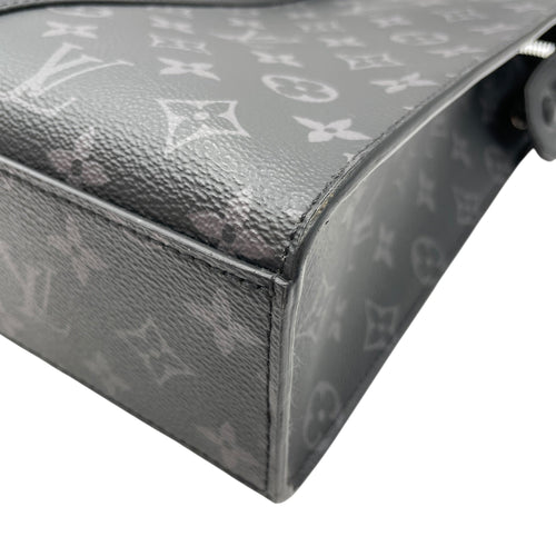 Sac Plat Eclipse Horizontal Zipper Grey Top Handle Bag in Monogram Coated Canvas Ruthenium-finish Brass hardware CL2605-21341 6