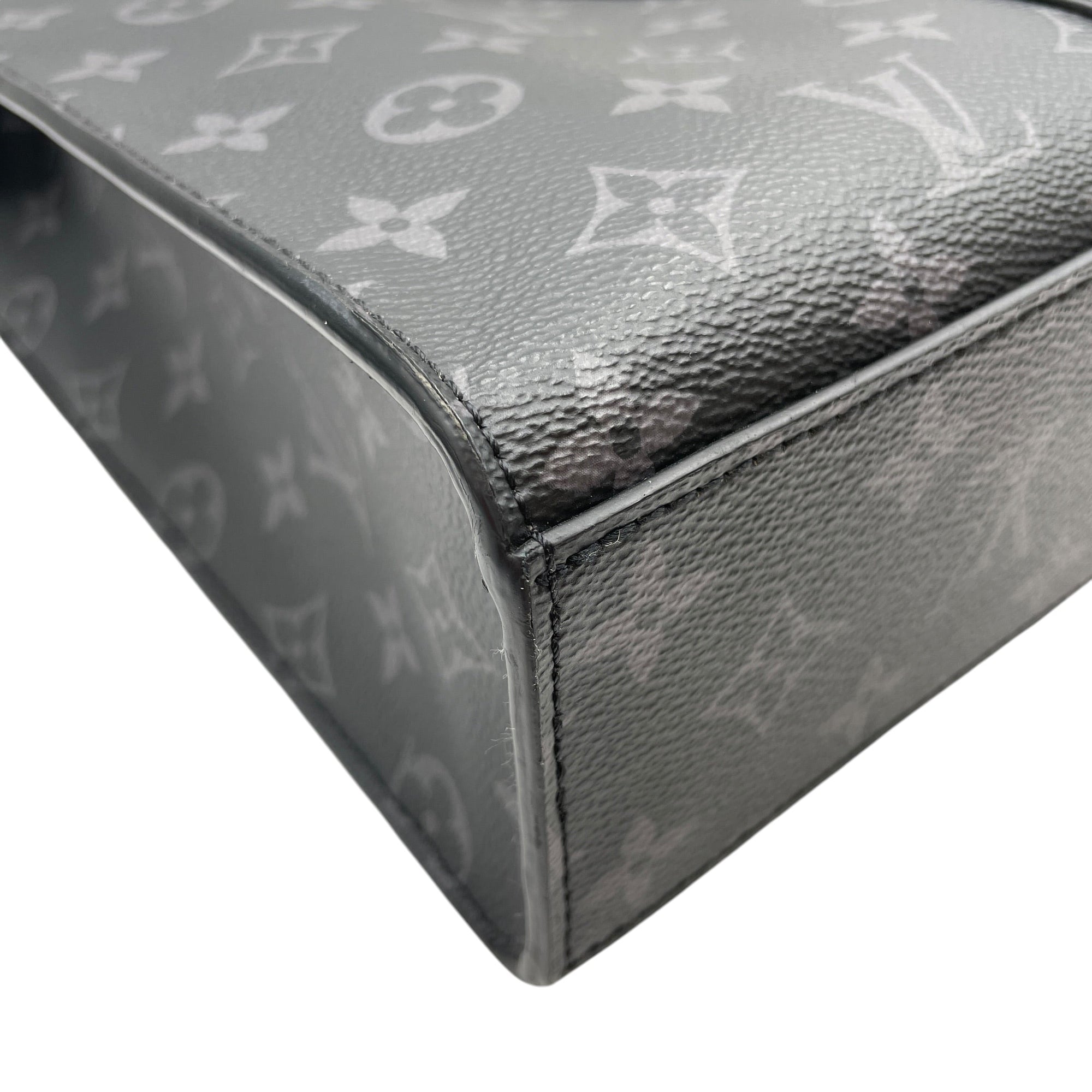 Sac Plat Eclipse Horizontal Zipper Grey Top Handle Bag in Monogram Coated Canvas Ruthenium-finish Brass hardware CL2605-21341 7