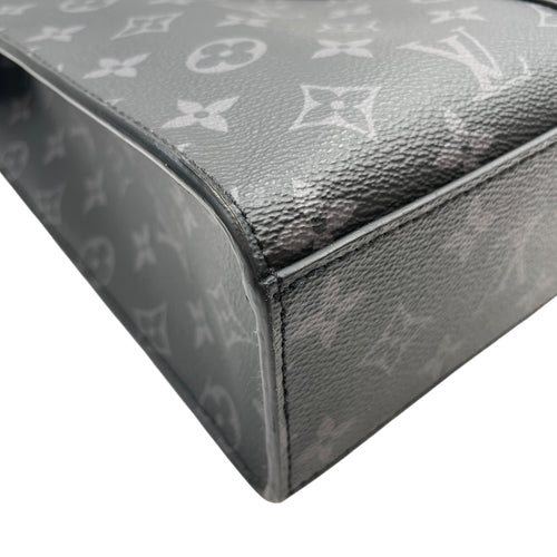 Sac Plat Eclipse Horizontal Zipper Grey Top Handle Bag in Monogram Coated Canvas Ruthenium-finish Brass hardware CL2605-21341 7