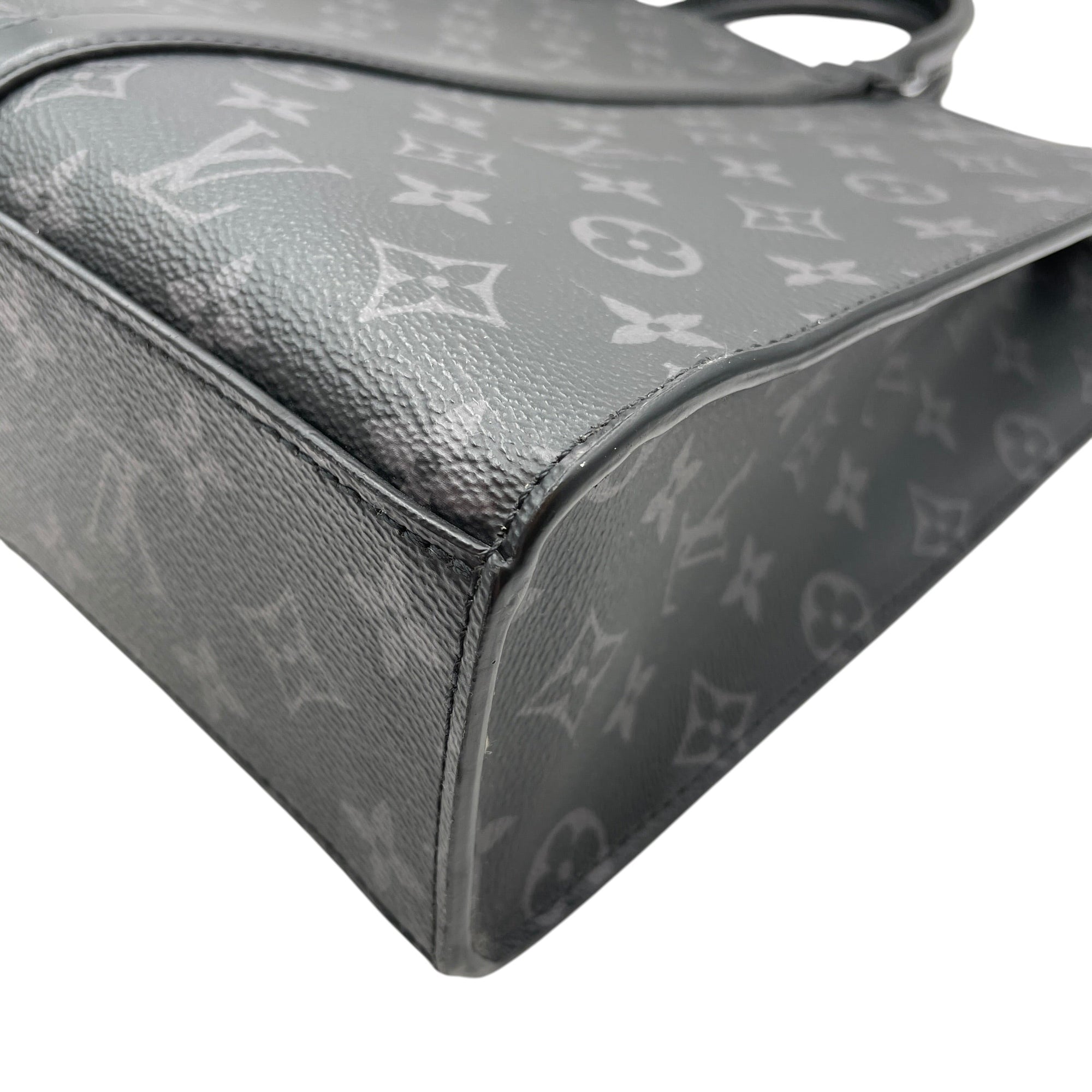 Sac Plat Eclipse Horizontal Zipper Grey Top Handle Bag in Monogram Coated Canvas Ruthenium-finish Brass hardware CL2605-21341 8