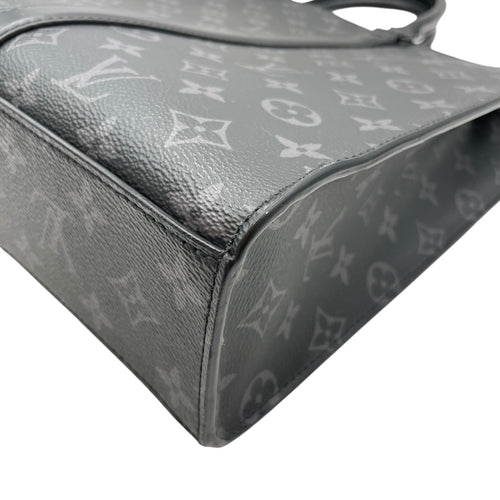 Sac Plat Eclipse Horizontal Zipper Grey Top Handle Bag in Monogram Coated Canvas Ruthenium-finish Brass hardware CL2605-21341 8