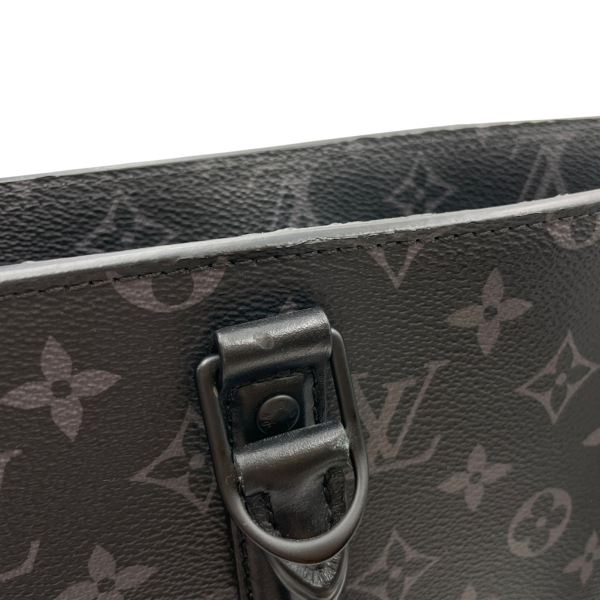 Sac Plat Eclipse Horizontal Zipper Grey Top Handle Bag in Monogram Coated Canvas Ruthenium-finish Brass hardware CL2605-21341 9