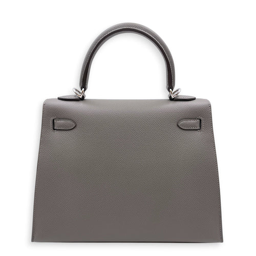 Sellier Kelly 25 Gris Meyer in Epsom Palladium hardware CL2605-21343 2