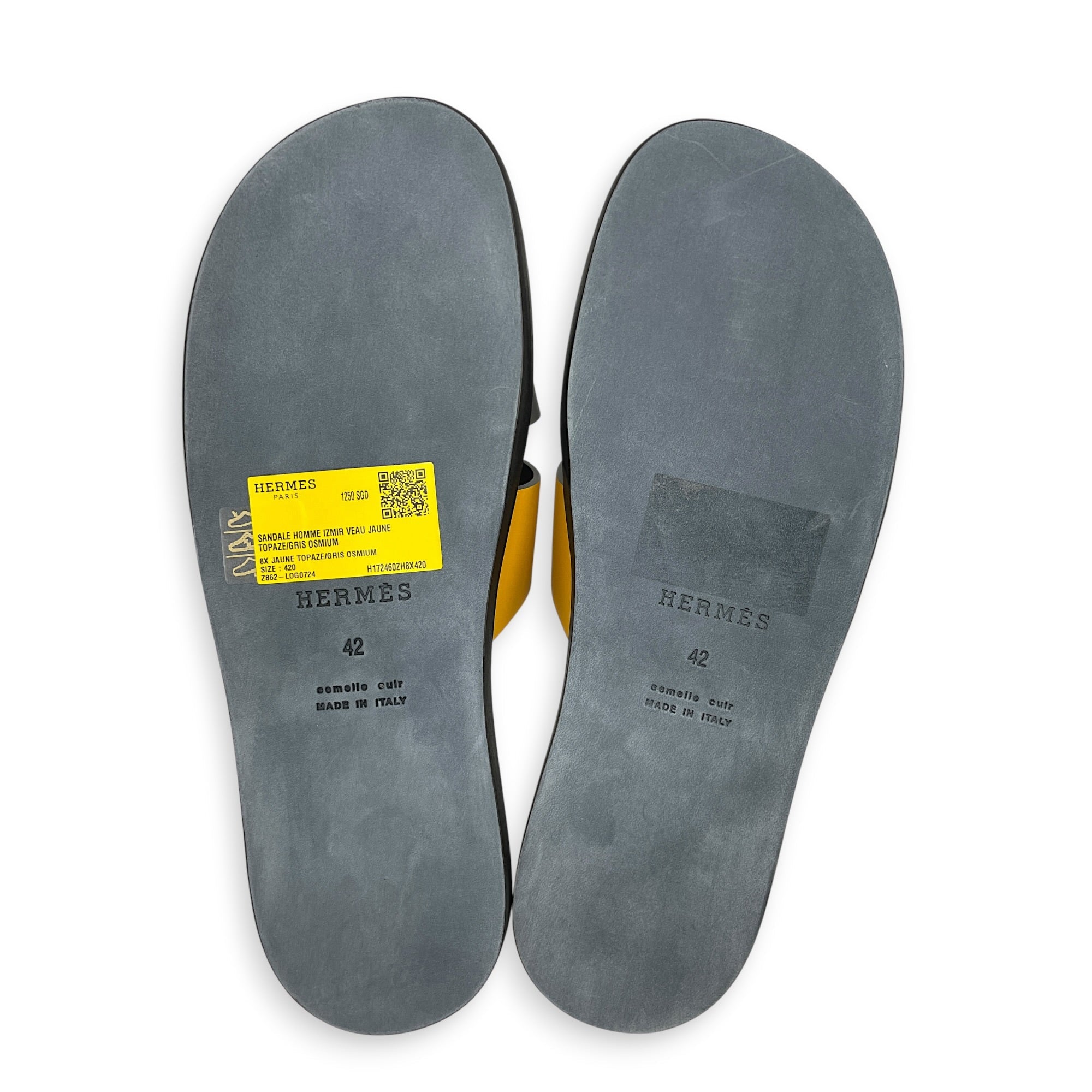 Izmir 42 Jaune Topaze/Gris Osmium Sandals in Calfskin CL2605-21344 2