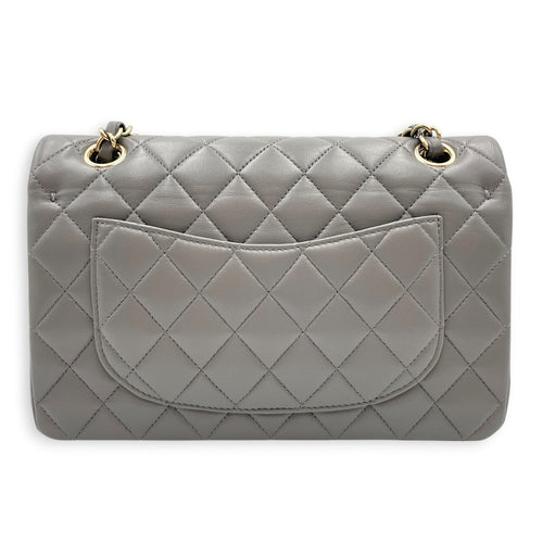 Classic Flap Small Grey Shoulder Bag in Lambskin Gold hardware CL2605-21345 2