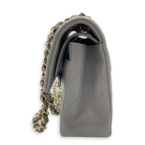 Classic Flap Small Grey Shoulder Bag in Lambskin Gold hardware CL2605-21345 3