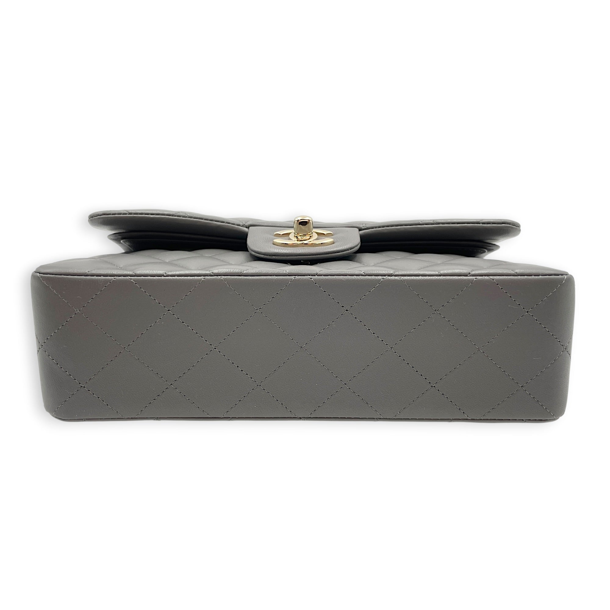 Classic Flap Small Grey Shoulder Bag in Lambskin Gold hardware CL2605-21345 4
