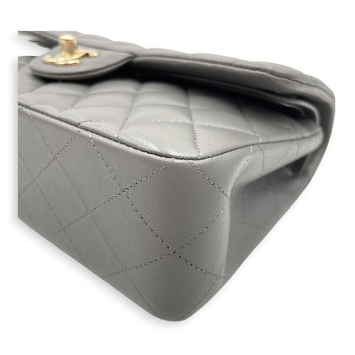 Classic Flap Small Grey Shoulder Bag in Lambskin Gold hardware CL2605-21345 9