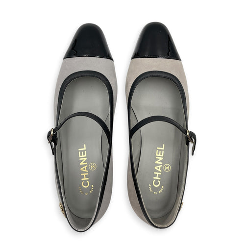 Mary Jane 37 Grey Flats in Patent Leather Gold hardware CL2605-21346 1