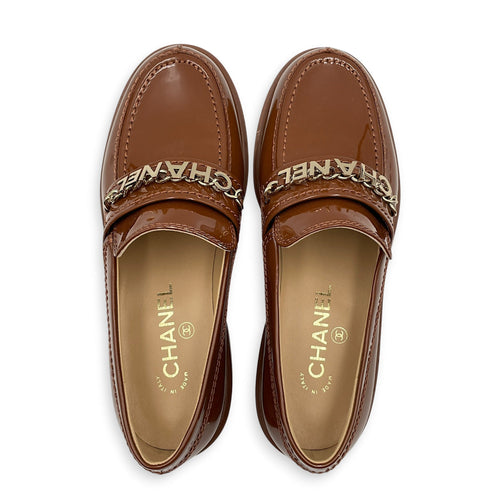 Loafers 37 Brown Shoes in Patent Leather Gold hardware CL2605-21349 1