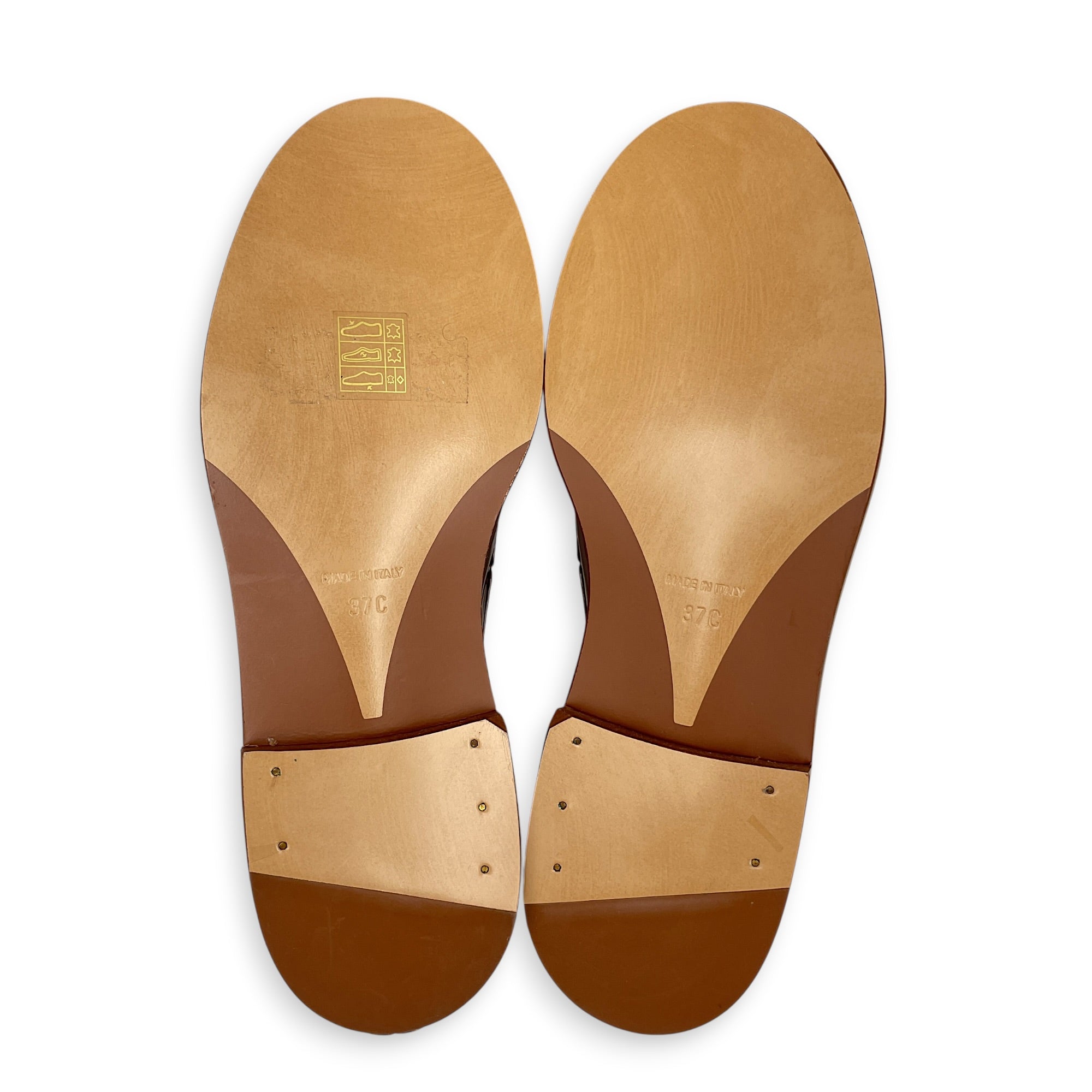 Loafers 37 Brown Shoes in Patent Leather Gold hardware CL2605-21349 2
