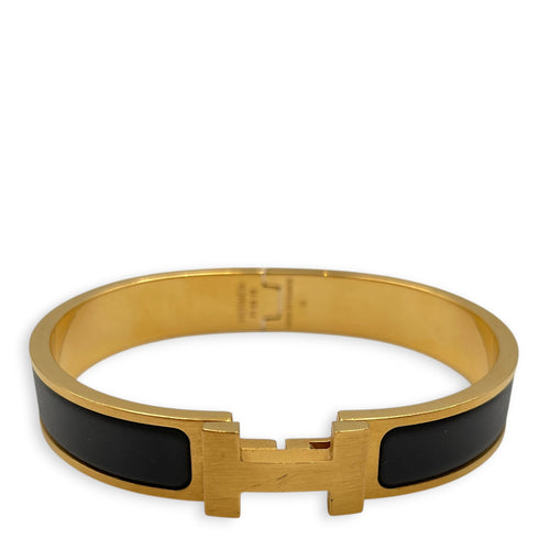 Clic HH Bracelet. Sz: T5 Black Bracelet in Matte Enamel Brushed Gold hardware