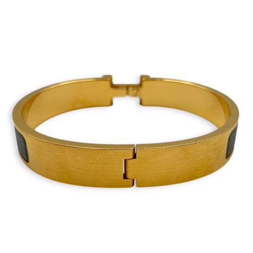 Clic HH Bracelet. Sz: T5 Black Bracelet in Matte Enamel Brushed Gold hardware