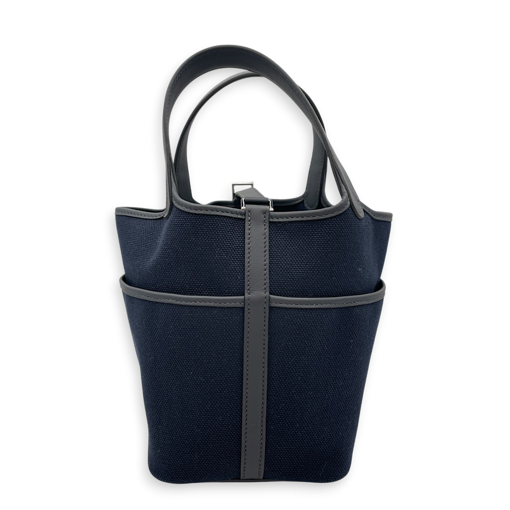 Picotin Pocket 18 Marine/Caban  in Swift/Toile Palladium hardware CL2605-21356 2