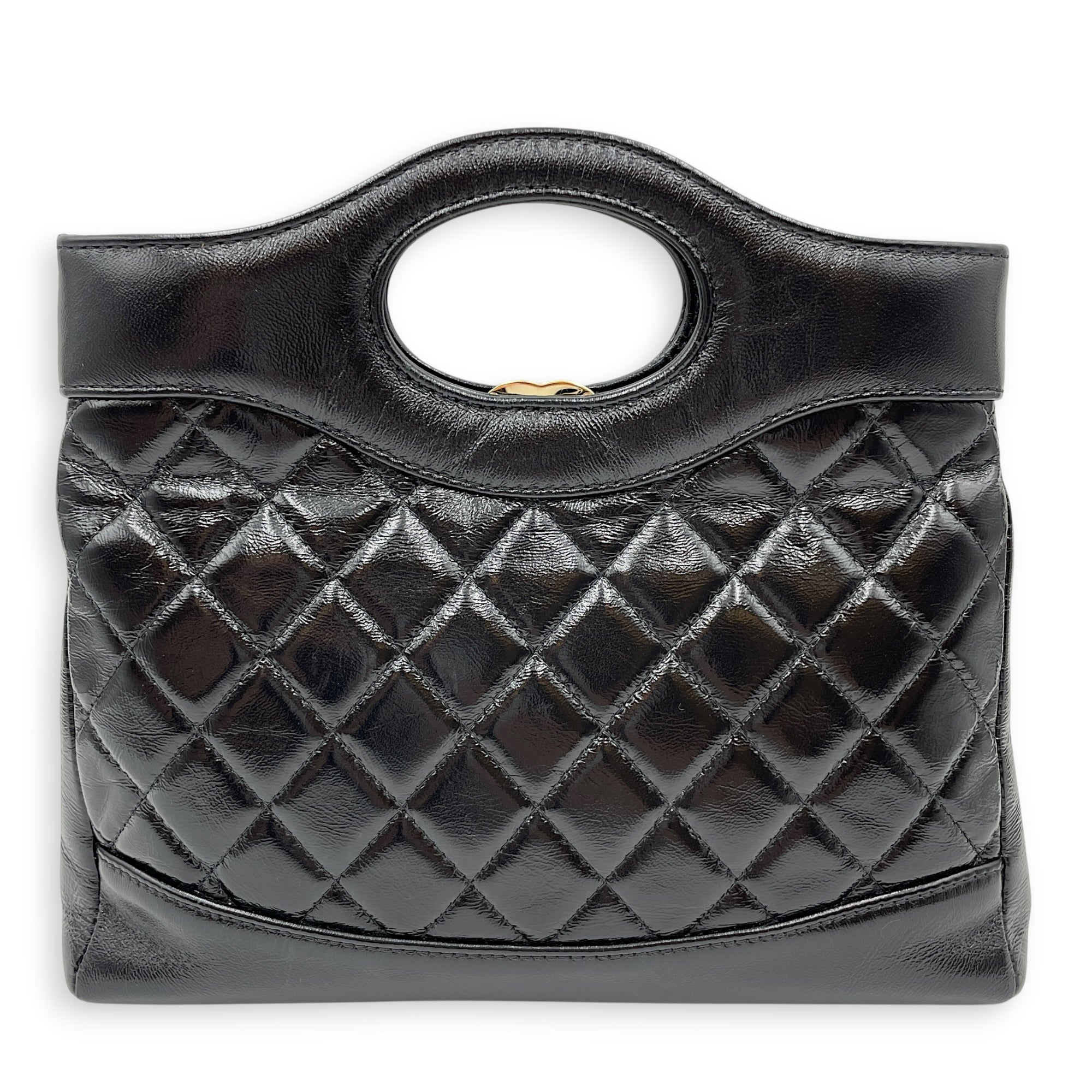 31 Shopping Bag Mini Black Top Handle Bag in Calfskin Gold hardware CL2605-21362 2
