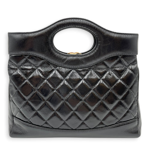 31 Shopping Bag Mini Black Top Handle Bag in Calfskin Gold hardware CL2605-21362 2