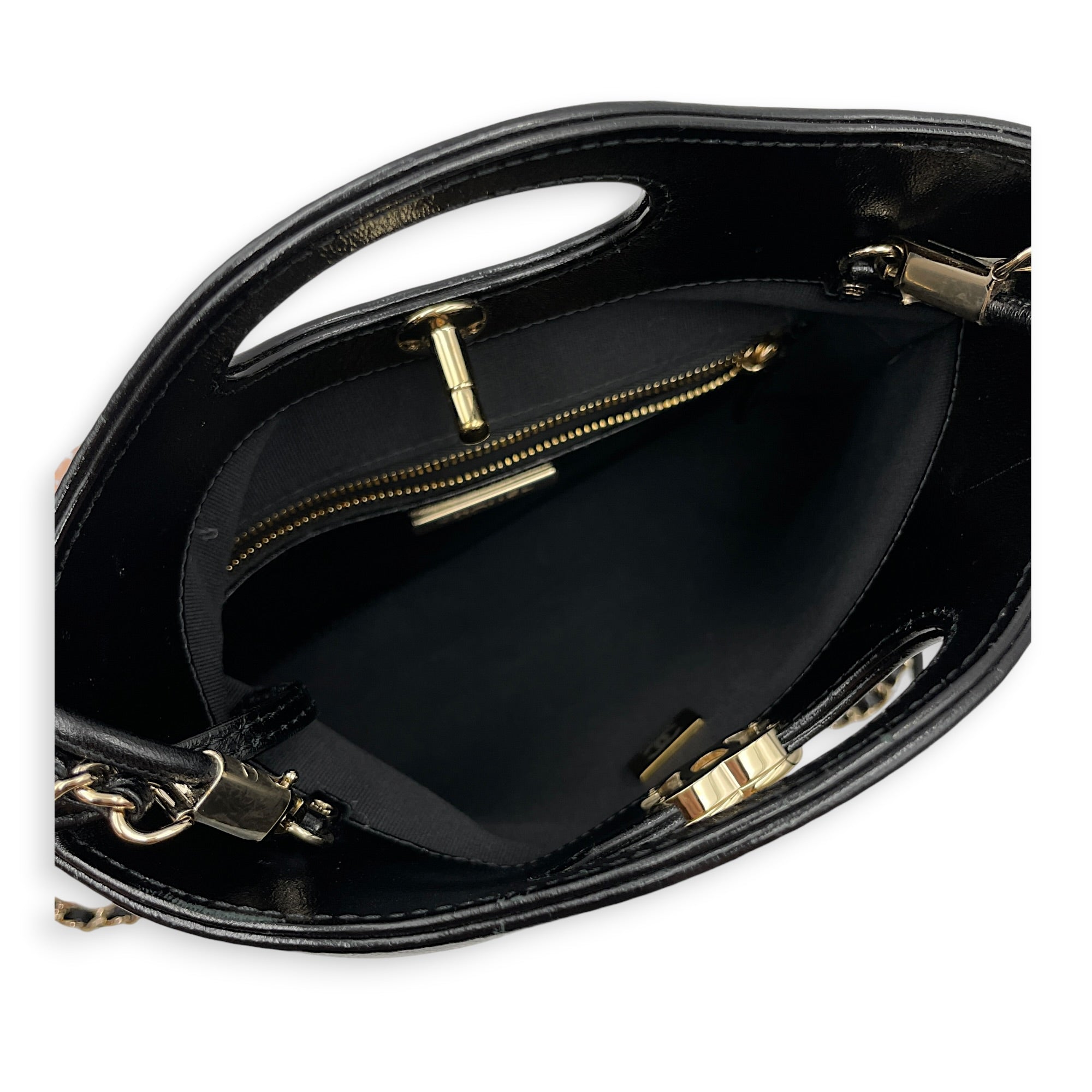 31 Shopping Bag Mini Black Top Handle Bag in Calfskin Gold hardware CL2605-21362 8