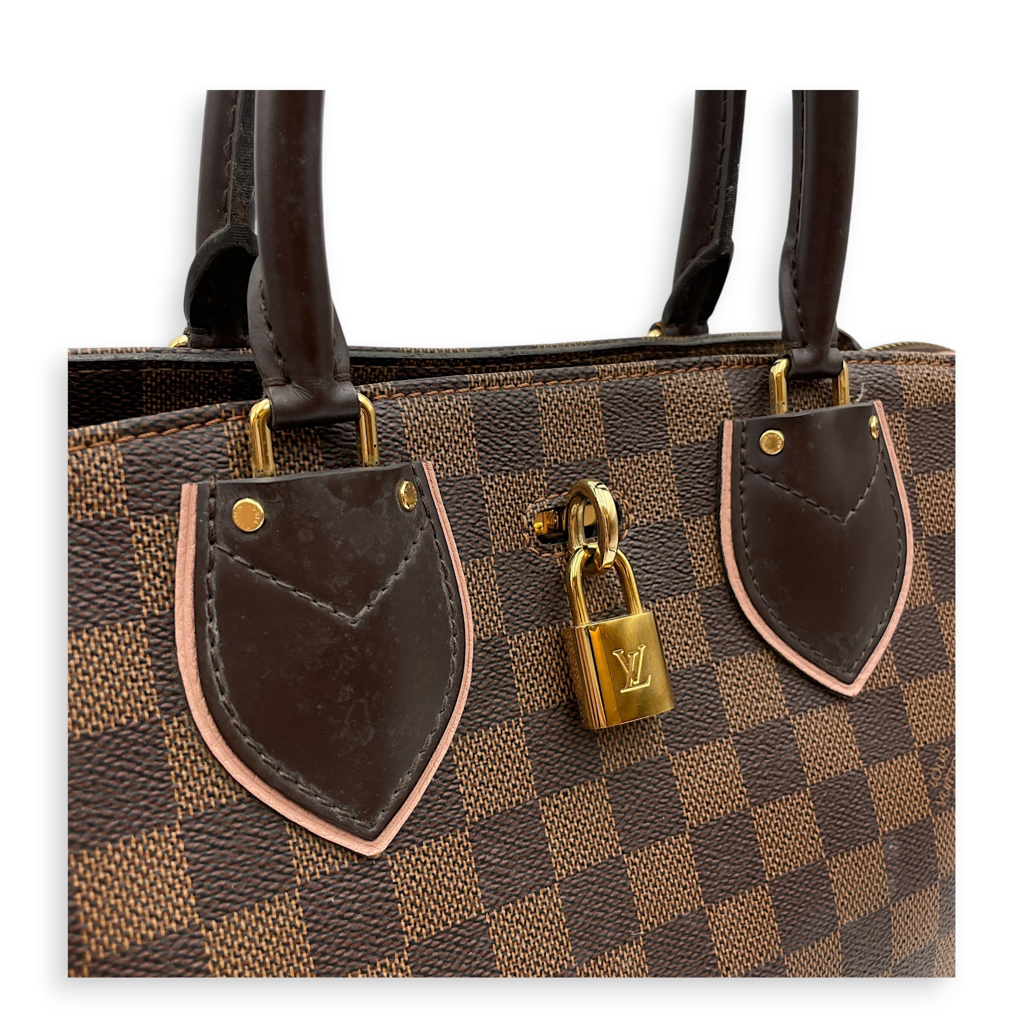 Damier Ebene Normandy Brown Top Handle Bag in Canvas Gold hardware CL2605-21364 13
