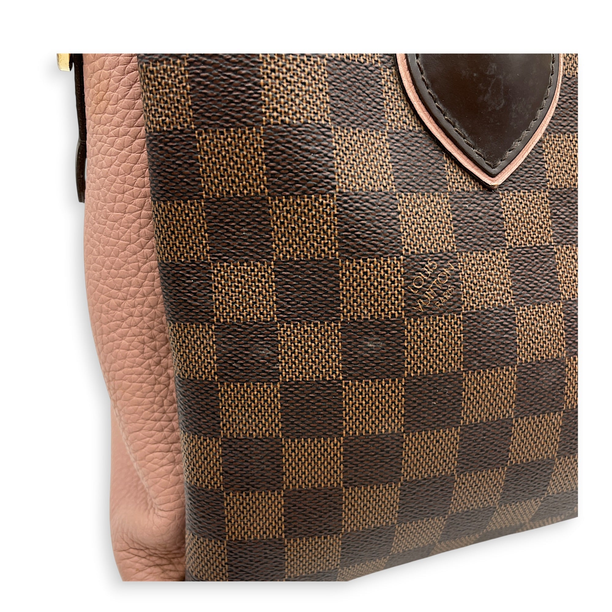 Damier Ebene Normandy Brown Top Handle Bag in Canvas Gold hardware CL2605-21364 16