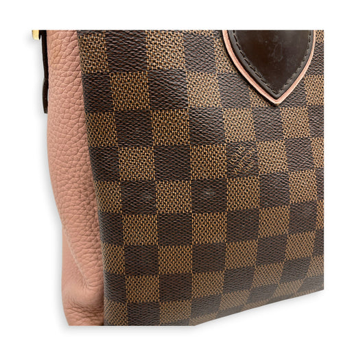 Damier Ebene Normandy Brown Top Handle Bag in Canvas Gold hardware CL2605-21364 16