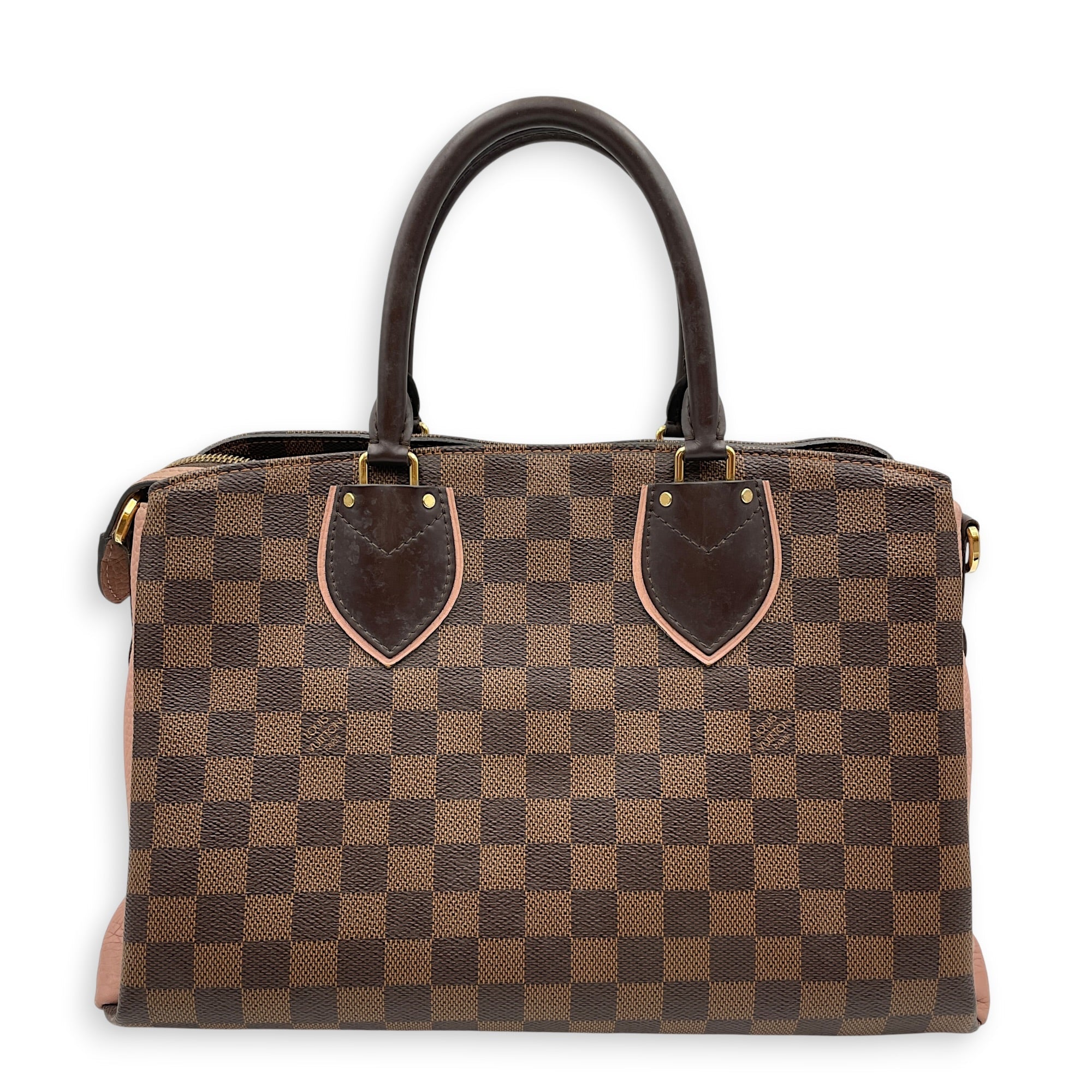 Damier Ebene Normandy Brown Top Handle Bag in Canvas Gold hardware CL2605-21364 2
